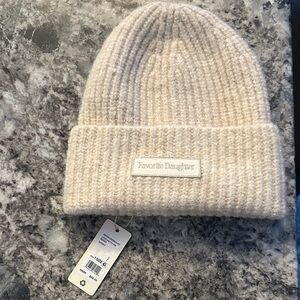 Favorite Daughter Soft Cream Ribbed Knit Beanie